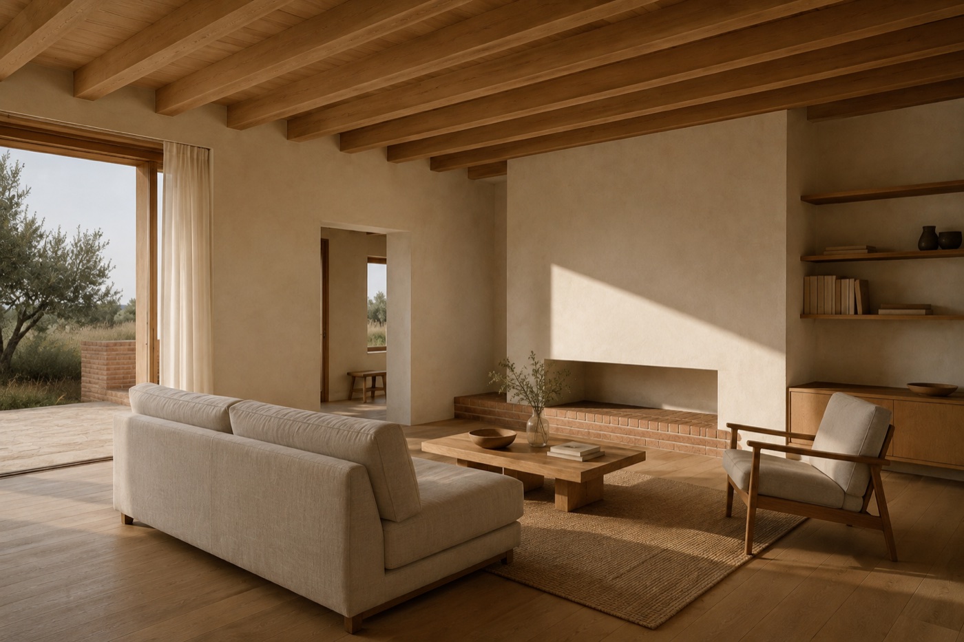 Interior proyectado con luz y materiales honestos